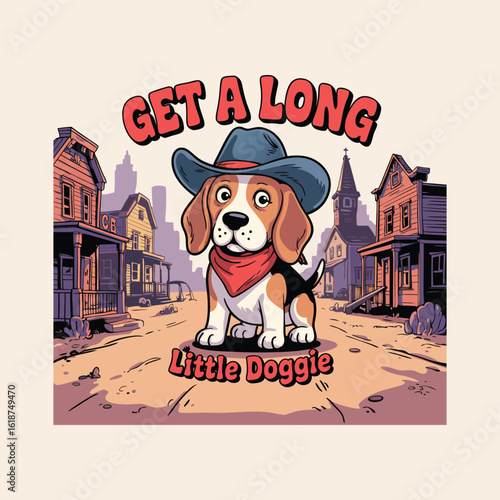 Western Dog Character - Get Along Little Doggie