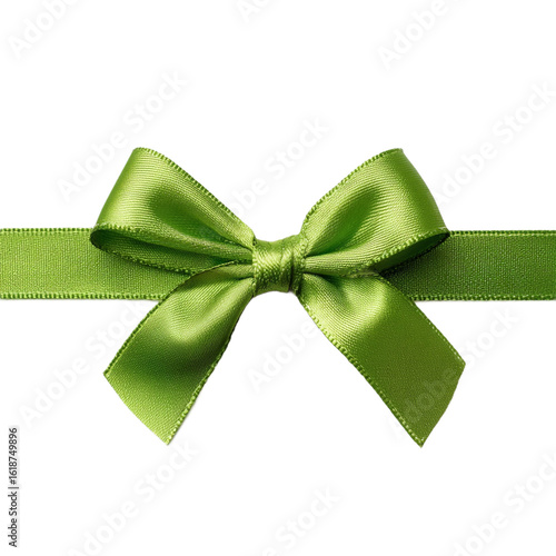 Green bow isolated on transparent background