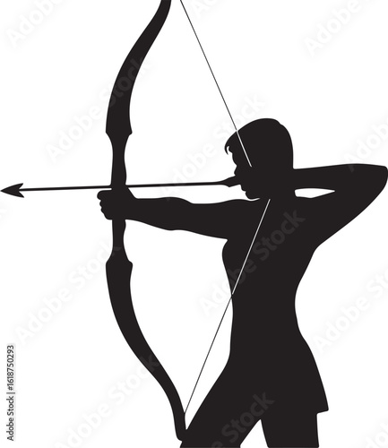 Archer pulling bowstring silhouette