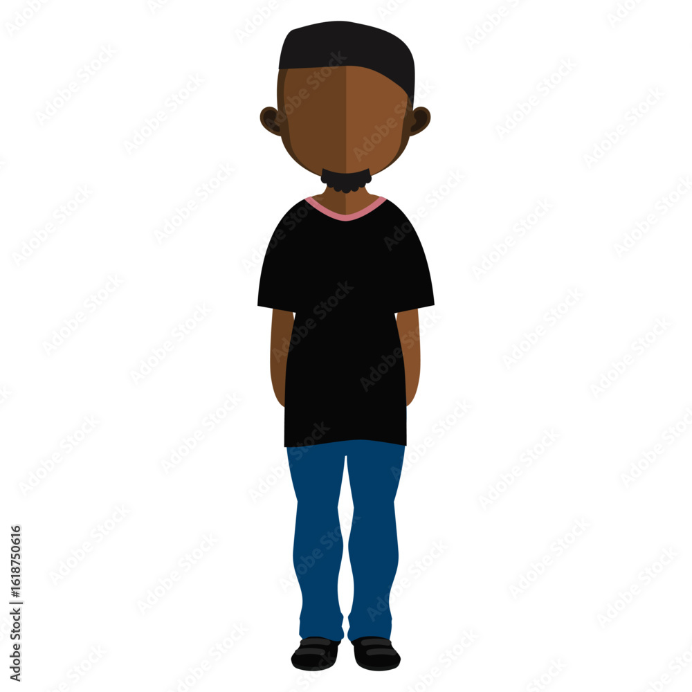 a vector illustration of a black man with a trimmed haircut and a short beard, faceless character a vector illustration of a black man with a trimmed haircut and a short beard, faceless character