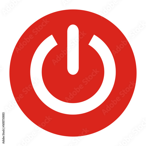 Red Power Off Icon SVG – Shutdown Button Symbol Isolated on White.