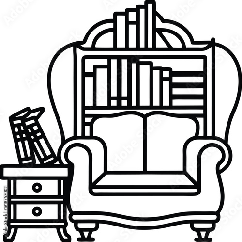 Library Spot With Armchair And Books Design