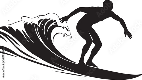 Surfer riding wave silhouette