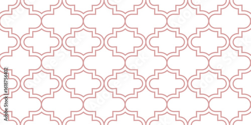 Moroccan Indian Trellis Seamless Pattern, Thin Red Line Geometric Tile Background Inspired by India Patterns