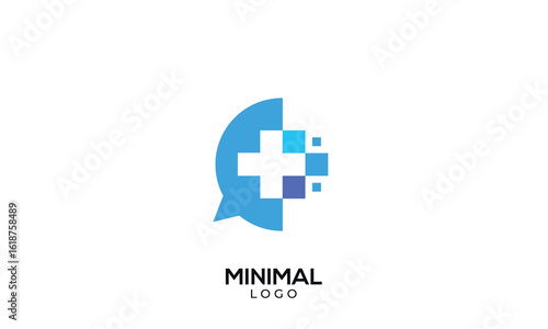 Minimal chat bubble with health cross logo