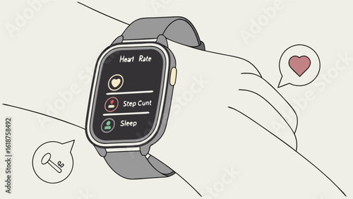 Smartwatch health tracker with heart rate monitor sleep analysis and step counter for fitness enthusiasts