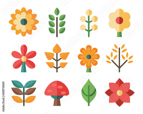 A curated assortment of clean modern and simplified graphic elements showcasing various abstract representations and universal symbols for digital applications and branding projects