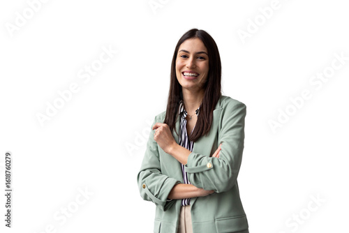 Fotografie Professional businesswoman standing confidently, arms crossed, wearing tailored