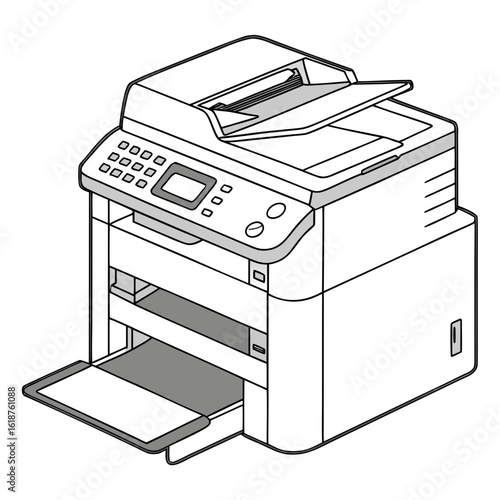 black and white office printer machine clip art preview