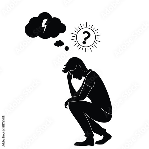 Silhouette of Seated Figures Showing Bipolar Disorder Emotion