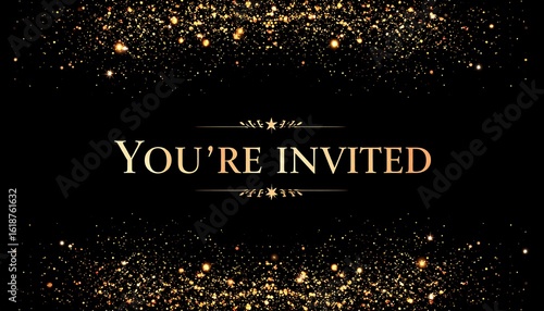 Golden glitter invitation background
