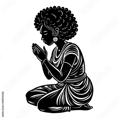 Afro woman pray