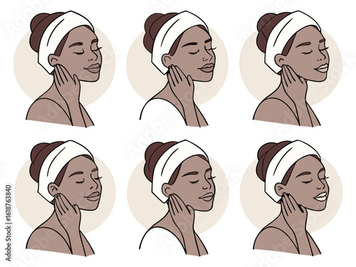 Women applying facial skincare vector art
