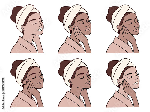 Steps of facial care vector illustration