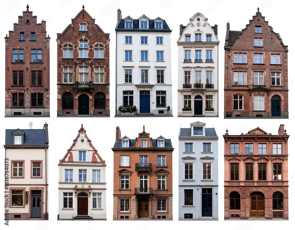 Naklejka premium European old town houses collage
