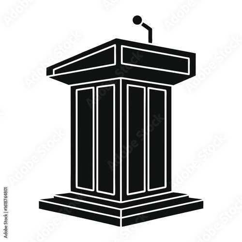Conference hall silhouette black vector icon