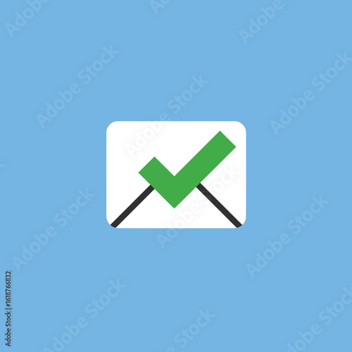 Email icon with a green checkmark superimposed on the envelope, indicating message confirmation or approval.