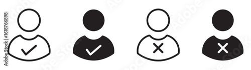 User verified icon set. Representing approved and rejected accounts for UI and website design