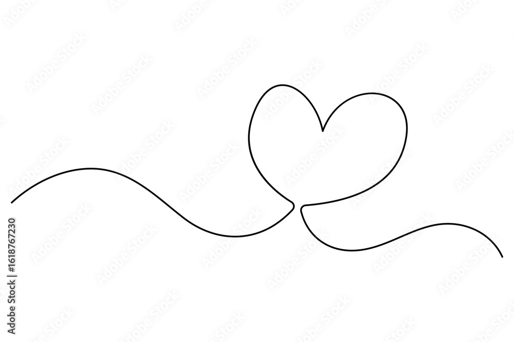 Fototapeta premium Heart continuous single line art drawing. Hand drawn doodle heart outline vector illustration 