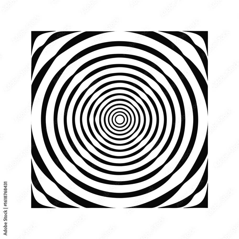 Obraz premium Hypnotic black and white spiral circles create an optical illusion pattern, an abstract vector line art design perfect for a modern backdrop or wallpaper decoration