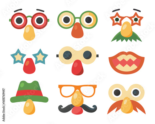 Whimsical cartoon character portrait featuring prominent bushy eyebrows and stylish round spectacles rendered in vibrant cmyk colors for versatile graphic applications