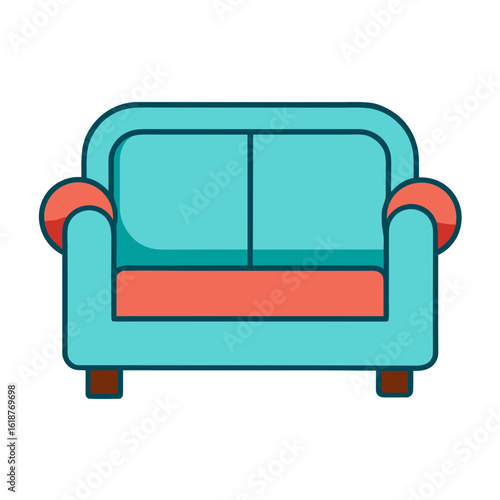 red sofa isolated on white background