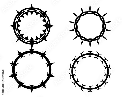 Symbolic representation of a crown of thorns evoking religious themes of sacrifice suffering and resurrection suitable for spiritual or historical designs