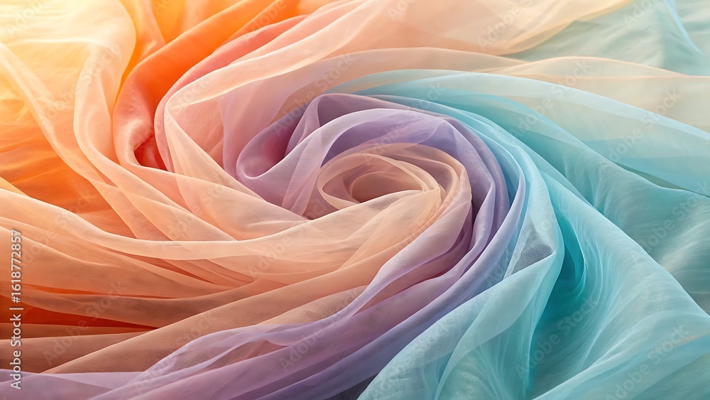 Fototapeta premium Flowing sheer fabric gradient swirl image