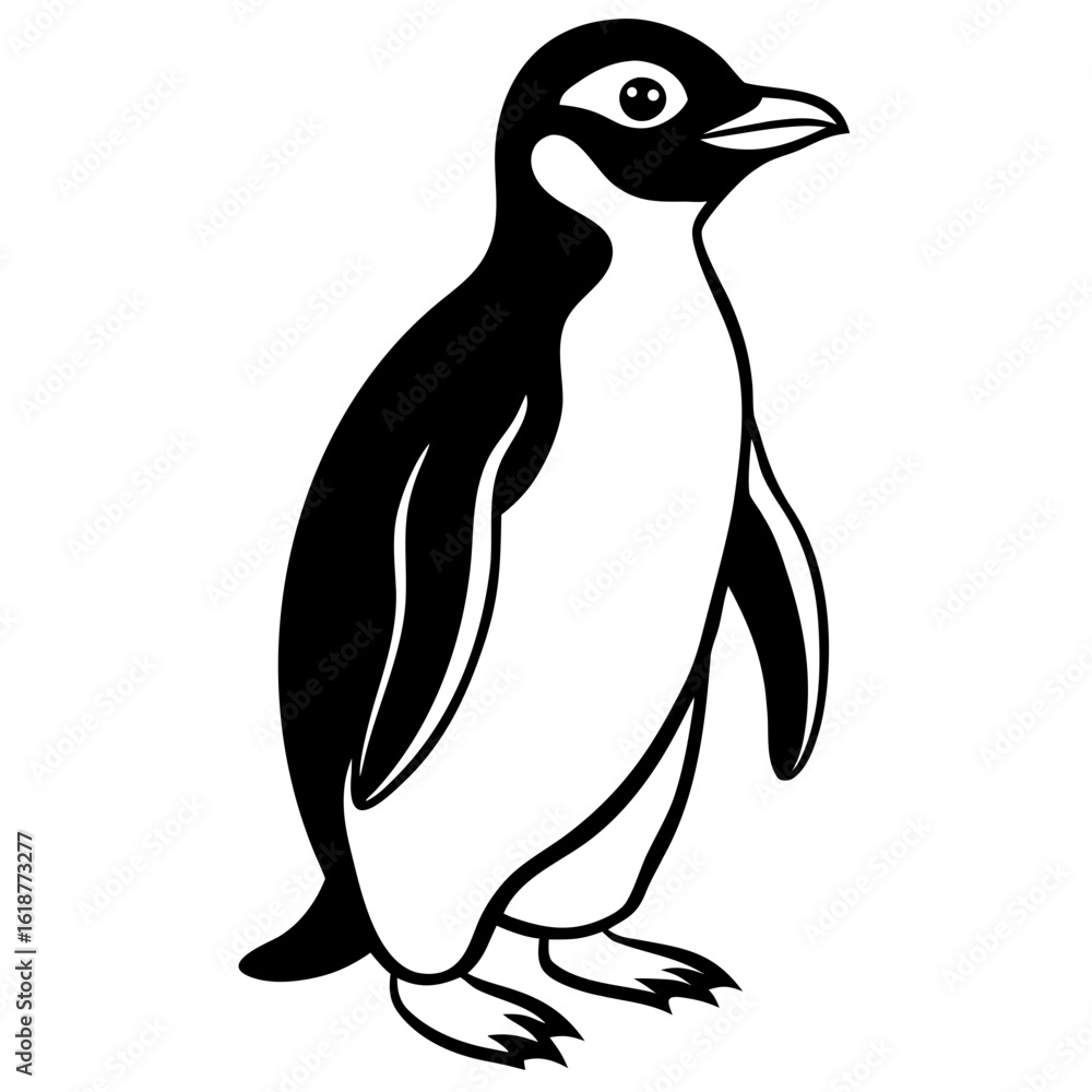 Naklejka premium Adélie Penguin Silhouette SVG – Isolated Bird Figure for Antarctic Wildlife & Conservation Designs