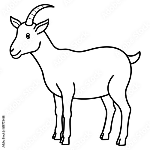 Alpine Goat Outline SVG – Standalone Farm Animal Figure for Rustic Design & Crafts