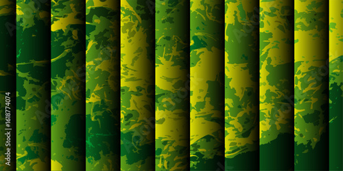 Abstract visually striking background with vertical striped bars in varying shades of glowing colors. Smoky, marbled, or cloudy texture depth and an illusion with structured pattern.