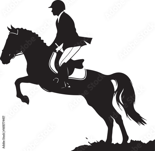 Horse rider jumping silhouette