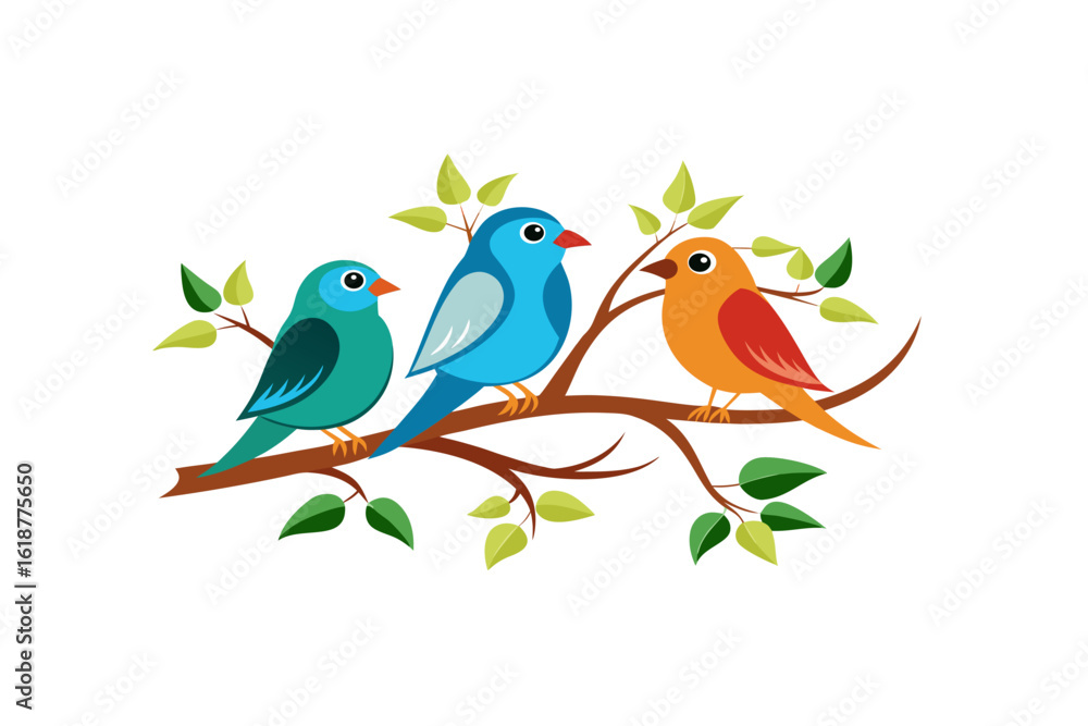 Naklejka premium birds on a branch