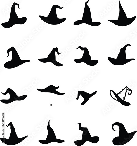 A stylish collection of black shoe silhouettes, featuring various designs from high heels to boots, perfect for fashion illustrations
