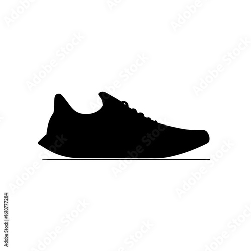 Silhouette of a sleek and modern running shoe.