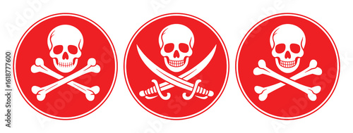 Skull and crossbones pirate symbols swords danger