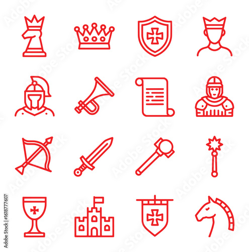 Royal medieval knightly objects and symbols collection vector shape