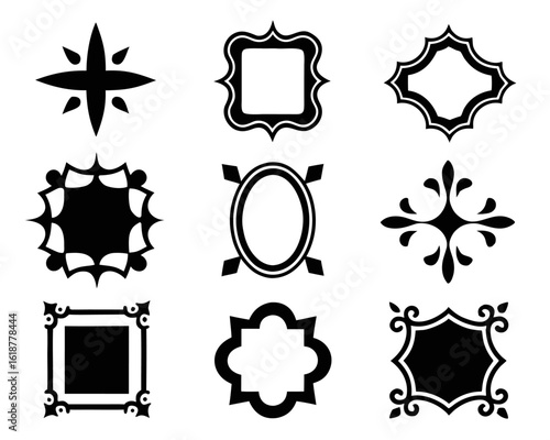 Ornate gothic medieval fantasy border frame collection for game design and themed projects with intricate detailing