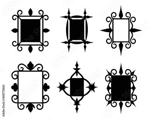Ornate medieval gothic border design collection for fantasy games and decorative applications featuring intricate scrollwork and regal accents
