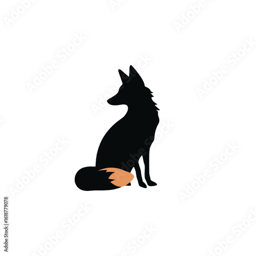 A stunning silhouette of a fox with its tail.