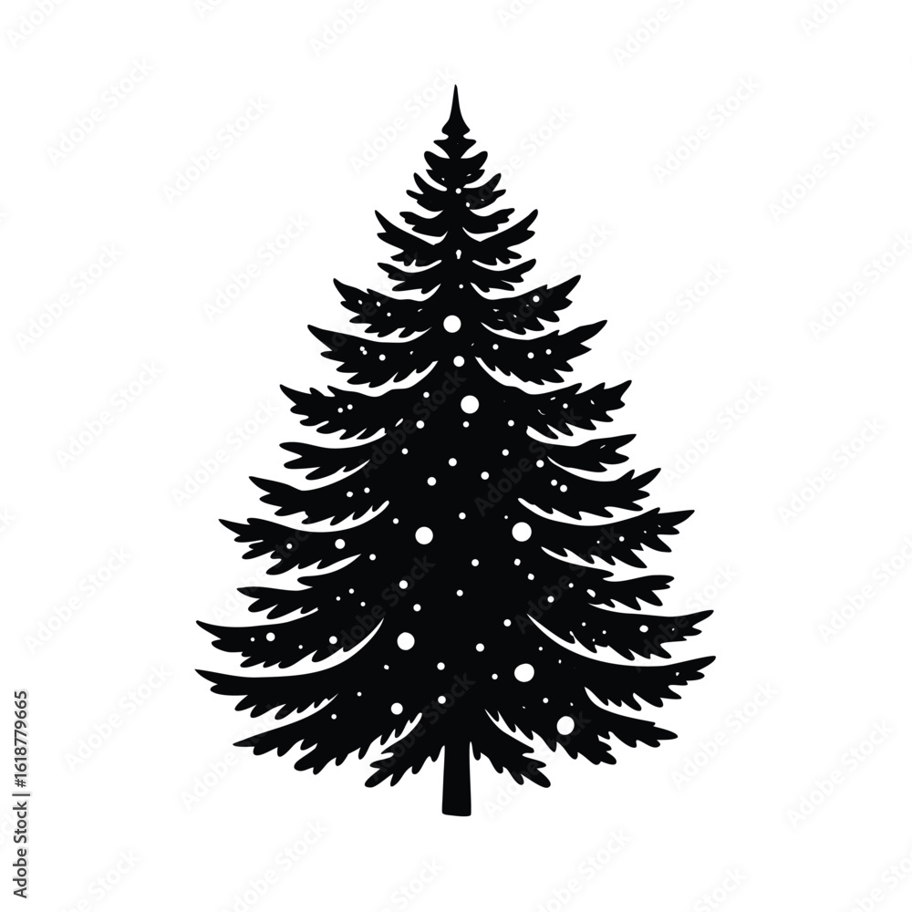 Obraz premium winter-pine-tree-drawing-with-snow-dusted-branches.eps