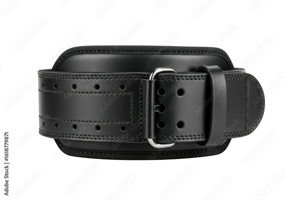 Black leather wrist cuff with silver buckle isolated on transparent background Black leather wrist cuff with silver buckle isolated on transparent background