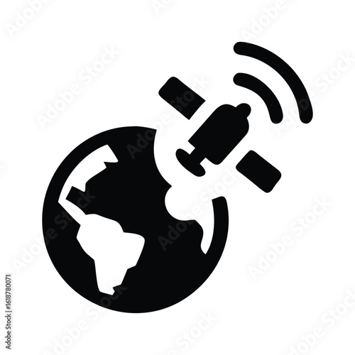 Bild auf Leinwand Global Satellite Communication Network Icon