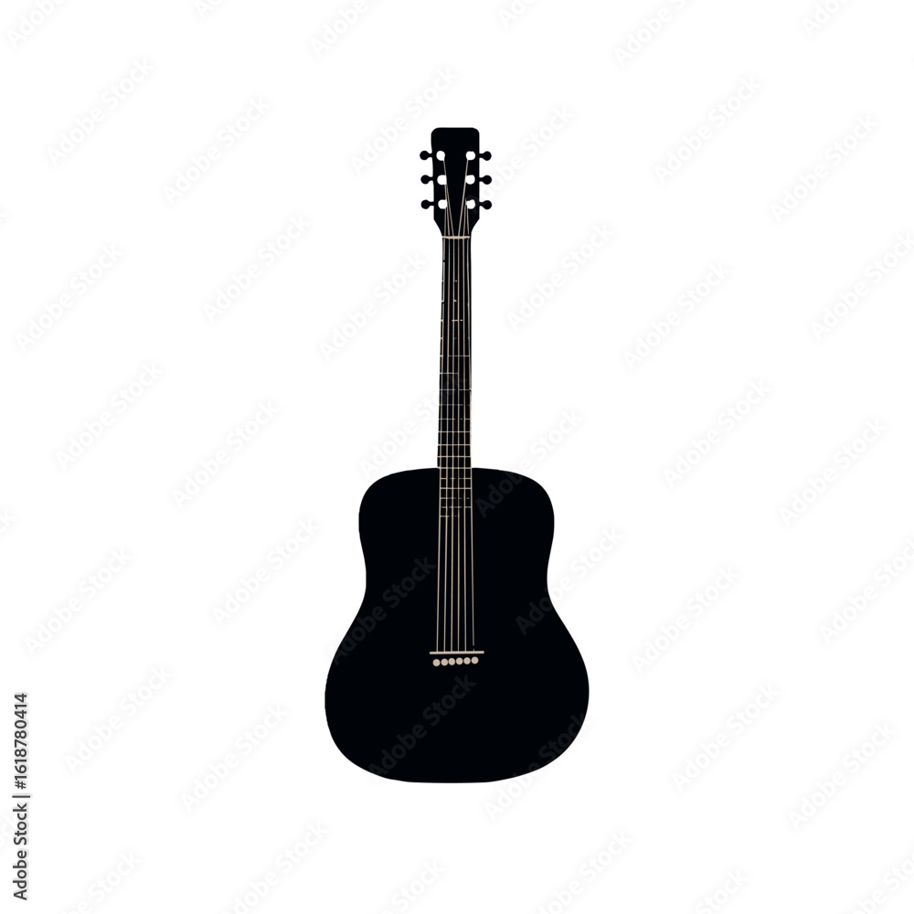 Obraz premium An acoustic black guitar with a classic design.