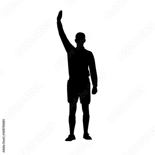 A silhouetted person raising their arm.