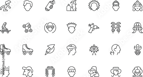 Diverse collection of stylized people icons representing various professions and lifestyles