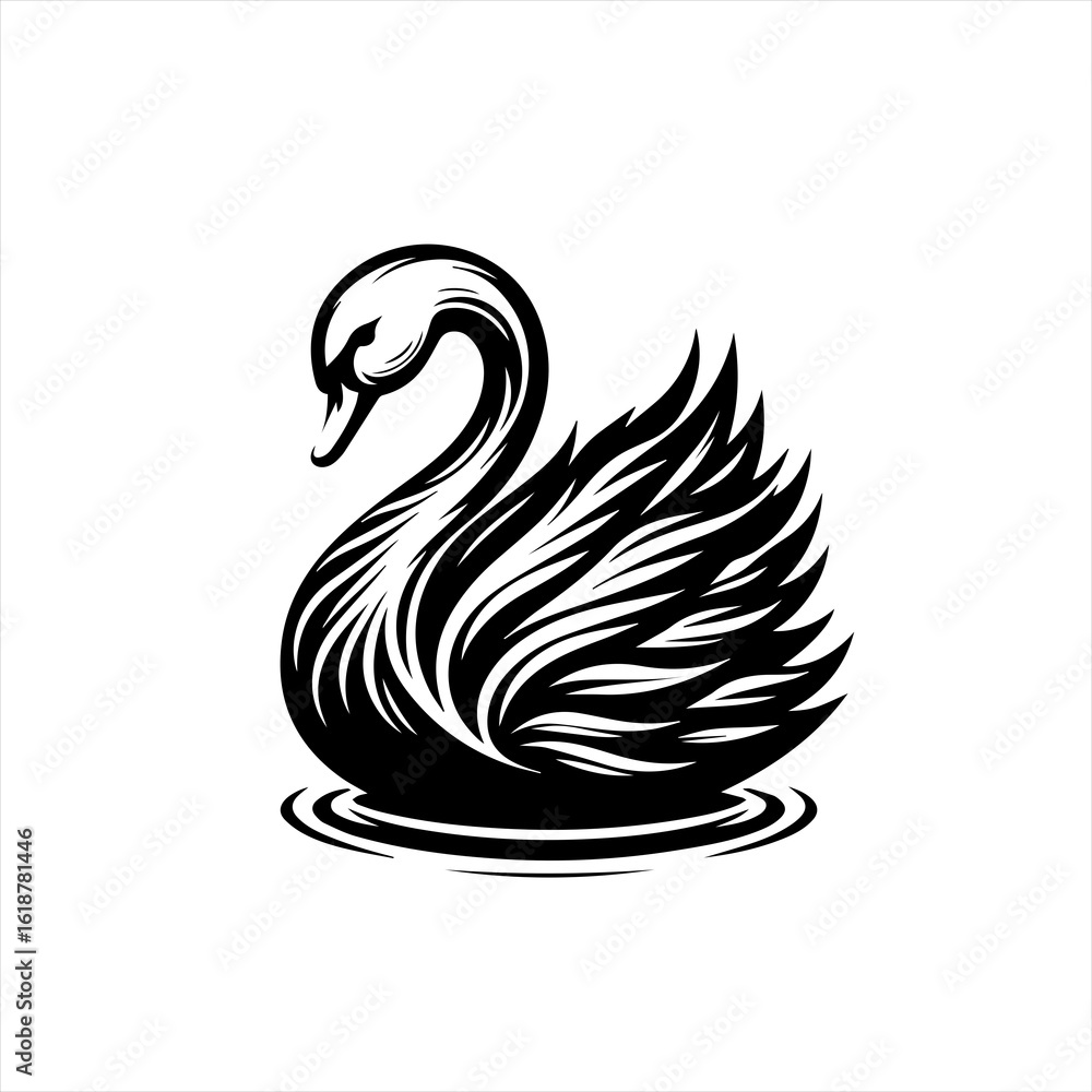 Fototapeta premium Elegant Black Swan Logo Vector Illustration.