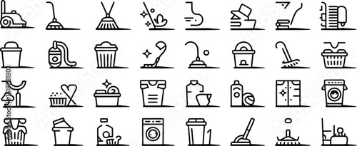 Essential cleaning icons for a spotless home and professional upkeep