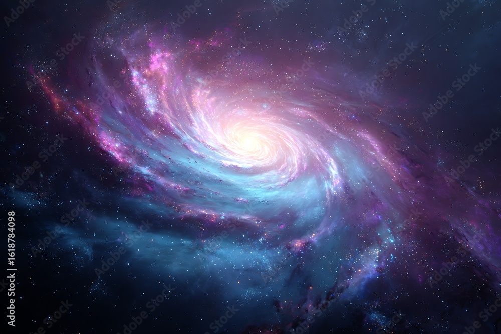 Fototapeta premium A dazzling spiral galaxy with brilliant hues of cosmic dust and starlight