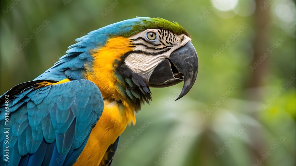 Vibrant blue yellow green macaw bird image Vibrant blue yellow green macaw bird image